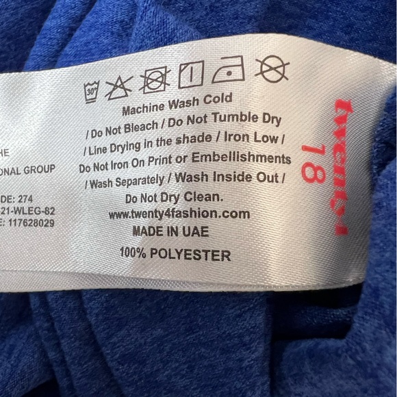 💥2/$15 NWT Twenty4 Woman royal blue knit wide leg culottes gaucho crop pants L - Picture 9 of 9